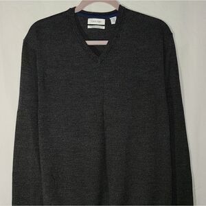 Calvin Klein Dark Grey V-Neck Long Sleeve Sweatshirt Size L